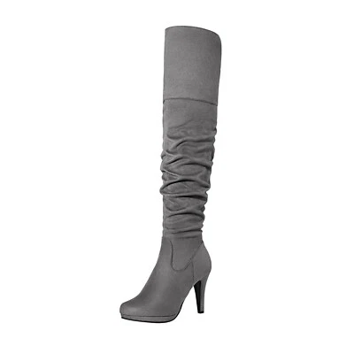 Womens Ladies Thigh High Over The Knee Boots Stretch High Heel Boots - Image 1 of 4