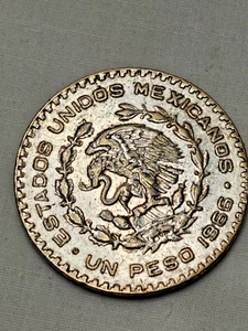 1966 MEXIKO UN PESO ESTADOS UNIDOS MEXIKANISCH SILBER - Bild 1 von 2