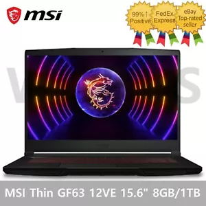 MSI Thin GF63 12VE 15.6" RTX4050 8GB/1TB i7-12650H FreeDOS Gaming Laptop - Picture 1 of 8