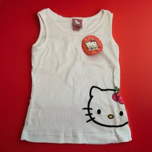VINTAGE NEW OFFICIAL BLOOMINGDALES HELLO KITTY RIBBED WHITE TANK-JUNIORS SIZE M - Picture 1 of 5