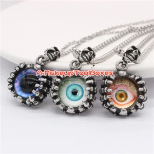 Men's Gothic Stainless Steel Ghost Claw Skull Evil Eye Eyeball Pendant J387 - Picture 1 of 10