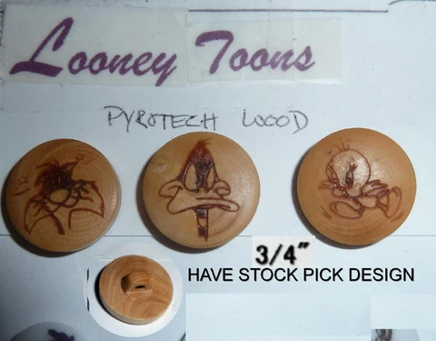 3/4" 3 LOONEY TUNES TWEETY SYLVESTER DAFFY-wood buttons knitting crafts Cover