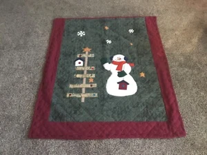 "Pajarera acolchada de Navidad Invierno colgante de pared o cubierta muñeco de nieve 44"" x 52""" - Imagen 1 de 4