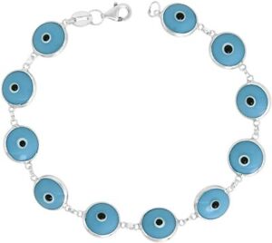 925 Sterling Silver Evil Eye Bracelet for Women and Girls 7 Inches