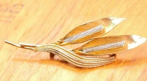 Vintage Coro Signed Gold & Silver Tone Sculptural Flower Brooch Pin - Picture 1 of 12