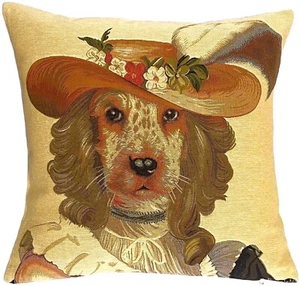 MADAMME DE BOVARY ARISTODOG 18" BELGIAN TAPESTRY CUSHION PILLOW COVER WITH ZIP - Picture 1 of 5