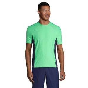 Nuevo con etiquetas Lands' End para hombre cuello redondo manga corta protector contra erupciones verde UPF 50 L $60 DD805 - Imagen 1 de 3