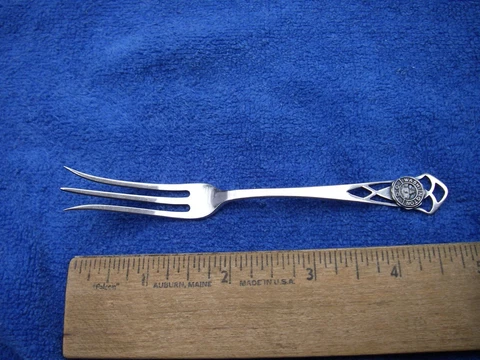 Fine Sterling WASHINGTON DC Souvenir LEMON FORK-Watson-Pierced Handle Cover