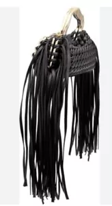 New Aje Black Weave Micro Fringe Frame Bag BNWOT - **MISSING SHOULDER STRAP** - Picture 1 of 16