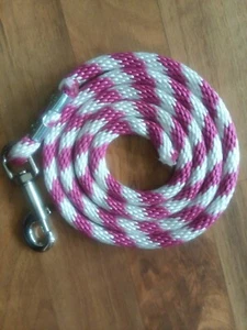 Nylon Poli Mini Caballo Pony Cabra Oveja Perro Cuerda de Plomo EE. UU. Rosa/Blanco Bastón de Caramelo - Imagen 1 de 2