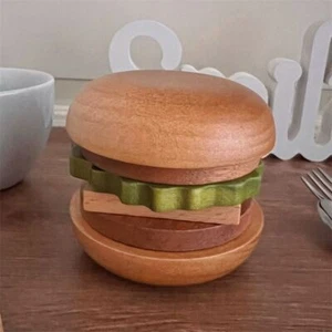 Hamburg Shape Solid Wood Coaster Table Decorations - Picture 1 of 11