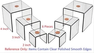 T'z Tagz Brand New Clear Acrylic Risers 2 3 4 Inch Showcase Display Stands 6 pc - Picture 1 of 5