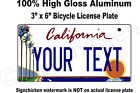 California Custom Personalized State License Plate -Bicycle 3" x 6" any text