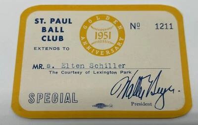 1951 Mickey Mantle Ticket Pass Age 19/KC Blues Minor Leg.11 HR/.361 BA/EX ⚾️ - Image 1 of 3