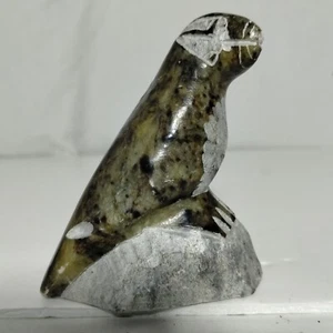 Estatuilla de escultura de pájaro de piedra tallada inuit firmada decoración artística - Imagen 1 de 11