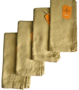 Tommy Bahama Cloth Napkins Khaki Beige Set of 4 Beach Summer Embroidered TB - Picture 1 of 7