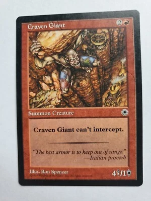 MTG Magic The Gathering Card Craven Giant Summon Creature Red Portal 1997 - Image 1 of 2