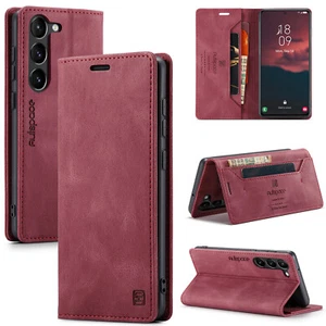 Per Samsung S10 S20 S21 S22 S23 S24 custodia in pelle retrò supporto magnetico flip cover - Foto 1 di 51