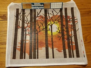 Vintage QP549 Brunswick Needlepoint Screen Stamped Canvas Wooded Sunset Unused - Picture 1 of 3