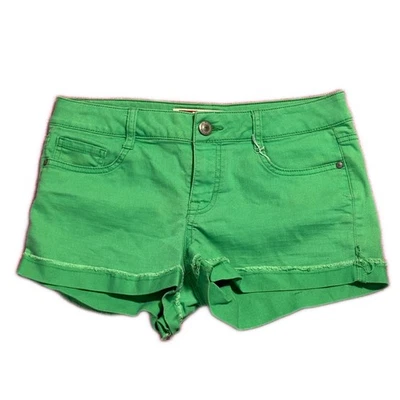 LEI Bright Green Distressed Frayed Hem Shorts - Image 1 of 4