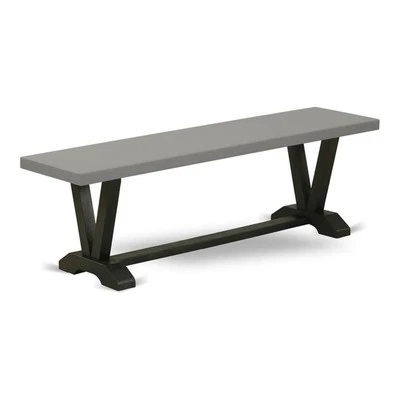 Banco de comedor de madera Pemberly Row contemporáneo estilo V 15x60" en negro/gris Foto 1 de 4