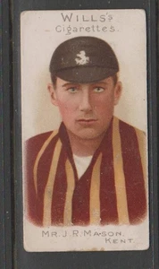 CIGARETTE CARDS Wills Cricketer series 1901 - #36 Mr J.R Mason (Kent) - Picture 1 of 2