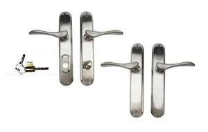 Pella Active Left / Inactive Right Hand Keyed Set Hinged Door Keys- Satin Nickel - Picture 1 of 3