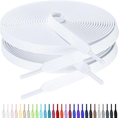 2 pares de cordones planos para zapatos deportivos, cordones de 5/16" de ancho para zapatillas en 27 Co Foto 1 de 4