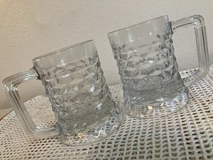Vintage Paar 2 Fostoria Glas klar amerikanisch 4 1/2" Bierkrüge Krug Stern Boden - Bild 1 von 24