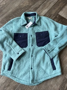 Outerknown Shacket Mens Medium Blue Jacket Skyline Fleece Sherpa Snap Huckberry - Picture 1 of 7
