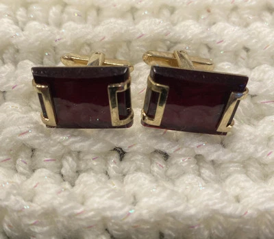 Hickok Cufflinks Red Lucite Vintage Signed Hickok USA - Image 1 of 4