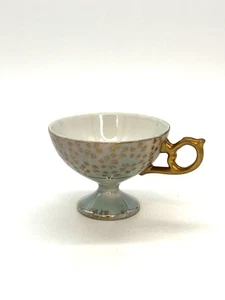 Vintage Hand Painted Floral Pedestal Tea Cup with Gold Paint, Lusterware 6 oz. - Picture 1 of 4