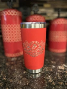 20 oz Laser Engraved Marines USMC veteran Tumbler. Personalizable. - Picture 1 of 5