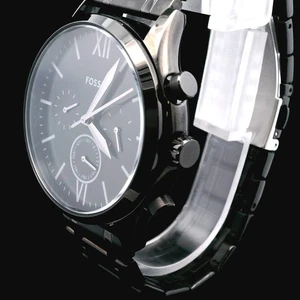 FOSSIL Fenmore Mens Black Multifunction Watch Day Date Dial Stainless Steel Band - Picture 1 of 14