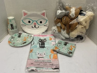 New*Purr-Fect Party Cat Themed Birthday Party Service for 8*Plate/Napkin/Cup - Image 1 of 2