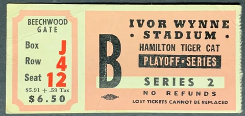 1971 Ivor Wynne Stadium Hamilton Tiger-Cats Playoff Series 2 CFL Ticket Cover