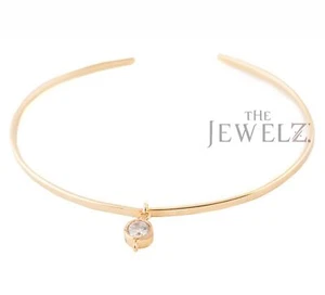 14K Gold 0.10 CTSolitaire  Dangle VS/F-G Diamond Handmade Cuff Bangle Bracelet - Picture 1 of 4