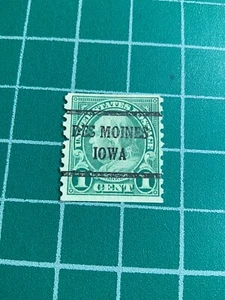 Rare United States Benjamin Franklin 1 Cent Stamp Green used w/ machine cancel - Picture 1 of 2