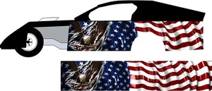 American flag ripped eagle shred go kart race car golf vinyl graphic decal wrap - Picture 1 of 1