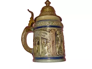 128 Jahre alter Bierkrug mit Zinndeckel - Bild 1 von 6