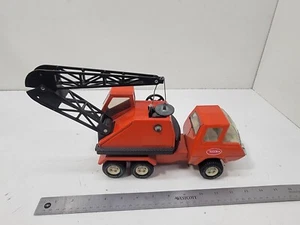 Camión grúa Tonka vintage de los años 70 con gancho de metal juguete de acero prensado naranja BONITO - Imagen 1 de 8