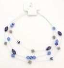 Nwt 18" Charming Charlie Silver-t Blue Crystal Illusion Bead Choker Necklace