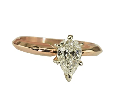 .80 ct. EGL USA Cert.  VS2 H Natural Pear Shape Diamond Solitaire Rose Gold Ring - Image 1 of 4