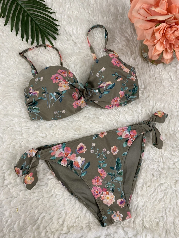 Traje de baño bikini H&M talla 6/34D estampado tropical hawaiano flora 2 piezas Foto 1 de 4