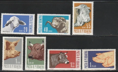 Romania    1962    Sc # 1527-33   Animals   MNH   OG Cover
