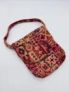VINTAGE CHENILLE PURSE /HANDBAG BOHO RETRO STYLE WITH ABSTRACT PATTERN - Picture 1 of 8