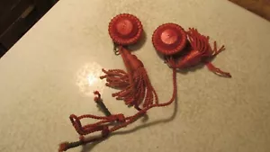 2 Antique Picture Molding Hooks Satin Rosettes & Tassels - No. 1 Mauve - Picture 1 of 2