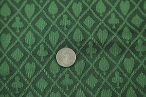 3Y x 58W Green Jacquard Poker Casino Upholstery Fabric Hearts Clubs Novelty - Picture 1 of 6