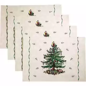 NUEVO JUEGO DE 4 MANTELES DE TELA SPODE ÁRBOL DE NAVIDAD 13" X 19" AVANTI TELA LINO - Imagen 1 de 2