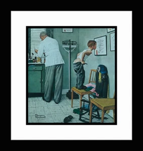 NORMAN ROCKWELL • Individuell gerahmter Kunstdruck "In der Arztpraxis" - Bild 1 von 1